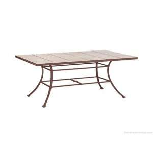   Aluminum 48 x 72 Cast Marble Creme Top Dining Table Olive Wood Finish